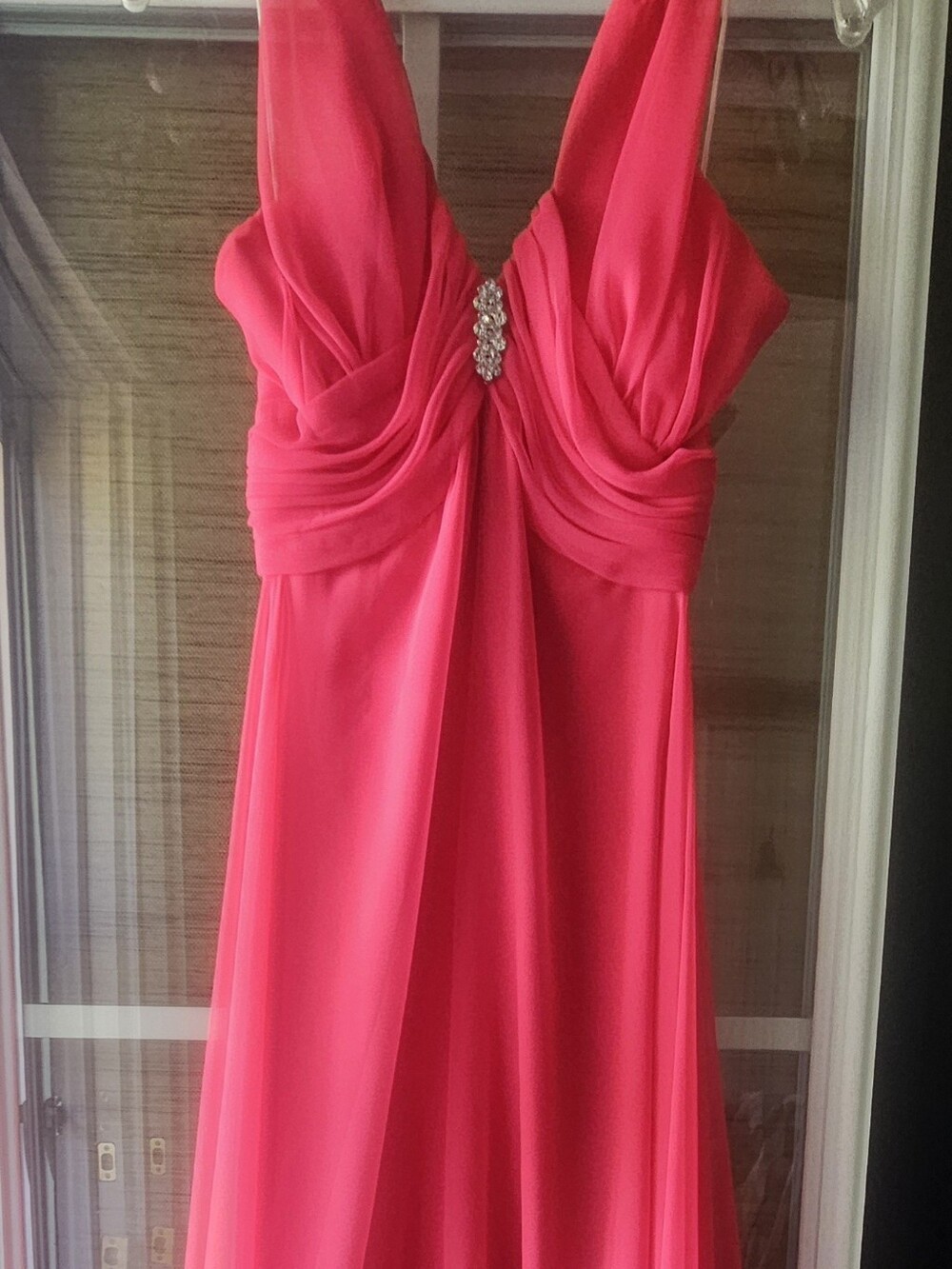 Elegant Halter Evening Dress in Hot Pink